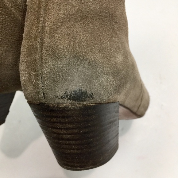 AQUATALIA Suede Tan Taupe Chelsea Side Zip Block Stacked Heel Boots Size 8 - Picture 10 of 14